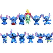 Blue Stitch and Lilo Set Action Figure | 12 PCS Super Hero Stitch Action Figure Set Desktop Display Model Toy Kids Adults | Cartoon Doll Birthday Party Cake Topper