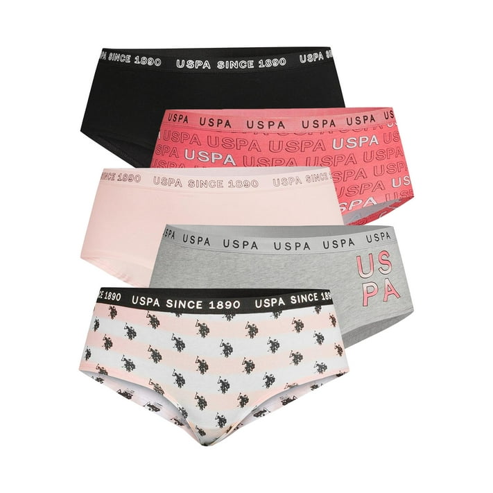 U.S. Polo Assn. Women's and Women's Plus Size Hipster Panties, 5 Pack