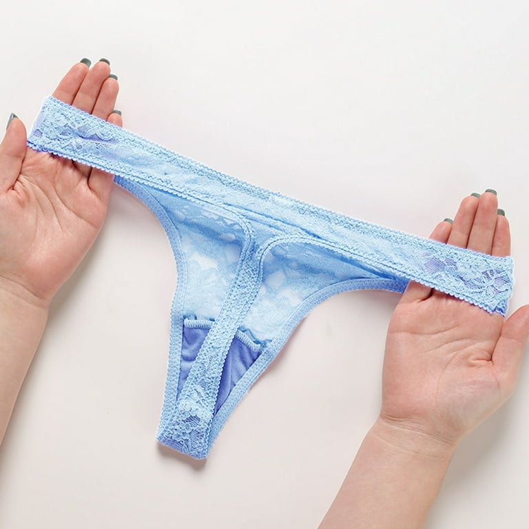 Mortilo Women Thongs , Gym Underwear Women Girls Lace Thongs Panties For  Women Things For Teen Girls Light Blue XL