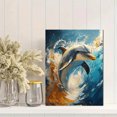 thumbnail image 2 of Qisvanset Framed Canvas Wall Art 12x16 Inch Dolphin Ocean Wave Coastal Beach House Wall Art, 2 of 5