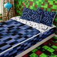 thumbnail image 3 of Erosebridal Muted Navy Blue Check Tile Zipper Full Size Comforter Sets with Fitted Sheet and 2 Pillowcases,Tiny Simple Doodle Zipper Bedding Set,Indigo Black,4pcs,Reversible, 3 of 6