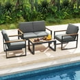 thumbnail image 4 of Costway 4 PCS Patio Aluminum Furniture Set Wood-Plastic Armrests & Tabletop for Balcony, 4 of 7