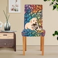 thumbnail image 4 of Yayeee 4 Pack Dining Chair Covers Stretch Parson Chairs Slipcovers Seat Protector, Colorful Dragon Scales Pattern, 4 of 6