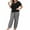 Black, variant on Auburet Women Pajamas Set Plaid Lounge Pants V-Neck Short Sleeve Cotton T-Shirt 2 Piece Sleepwear