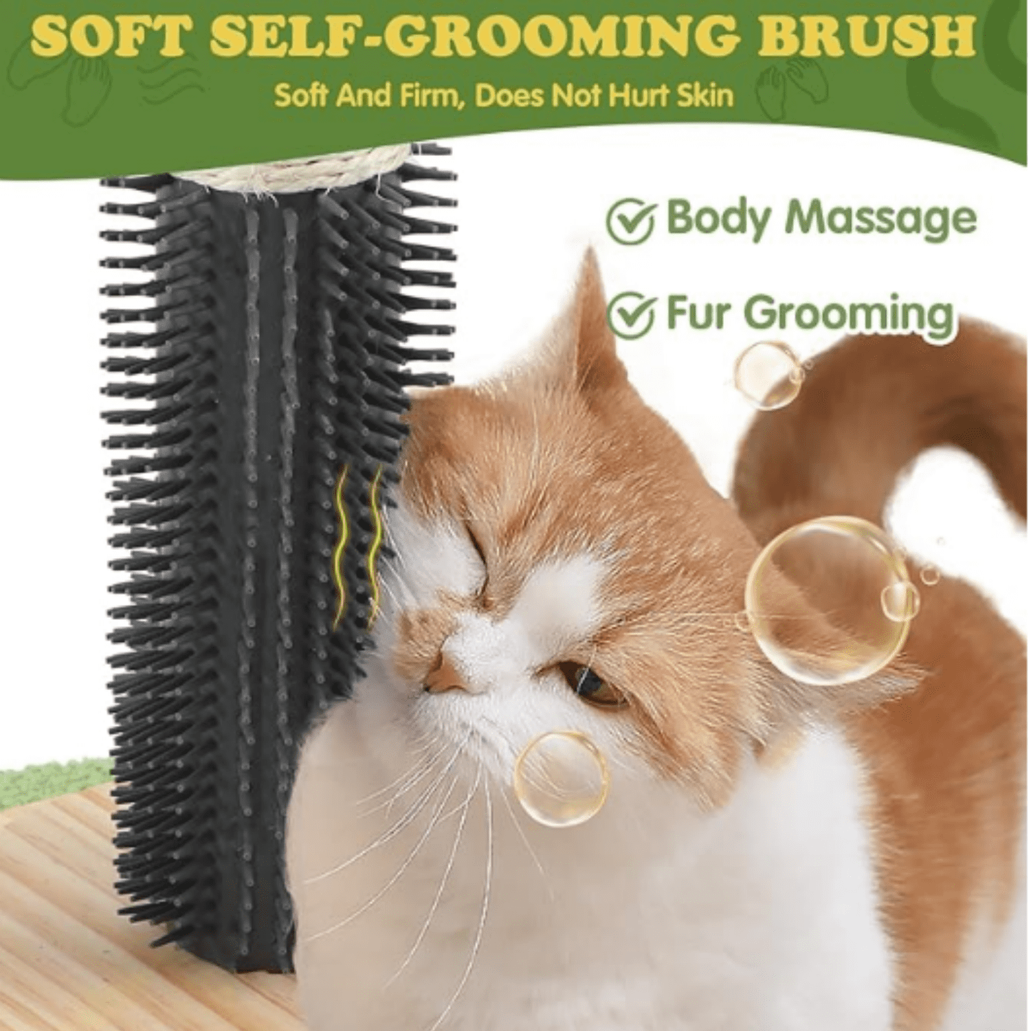 39.4'' Tall Cat Scratching Post,3.5 Inch Wide Sisal Rope Scratching Post for Indoor Adults Kittens,Cat Scratcher with Stable Solid Wood Base Interactive Ball Toys Self Groomer Brush for Large Cats