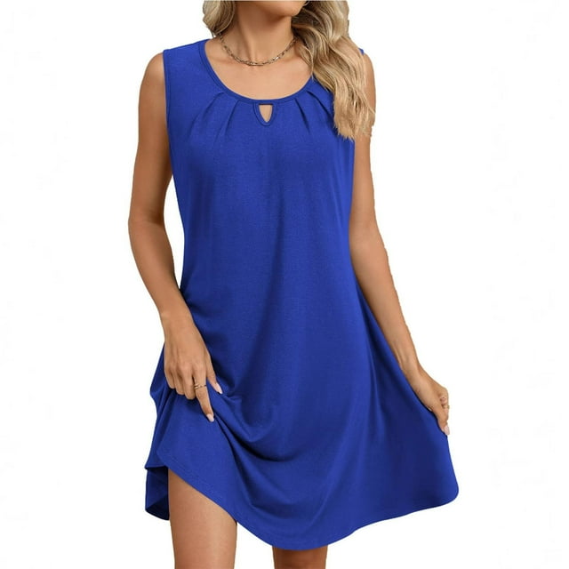 RKSTN Ladies Palace Lock Skirt Robes d'Été Décontractées Sans Manches à Col Rond Vintage pour Femmes