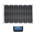 thumbnail image 4 of Panel solar monocristalino de 18 W con controlador de carga USB dual de 30 A para camping y vehículos recreativos, compatibilidad de 12 V/24 V, 4 of 8