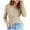 Beige, variant on Women's Long Sleeve Crew Neck Button Down Knit Shirts - Casual Plain Tops for All Seasons