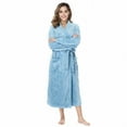 thumbnail image 5 of Womens Robes Plush Fleece Hooded Bathrobe Thick Nightgown with Pockets Sleepwear Lake Blue S, 5 of 9