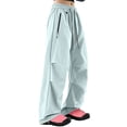 thumbnail image 4 of Hurxie Womens Waterproof Pants Rain Pants Quick-Dry Baggy Cargo Hiking Pants | with Zipper Large Pockets Outdoor Travel Pants Light Blue,M, 4 of 6