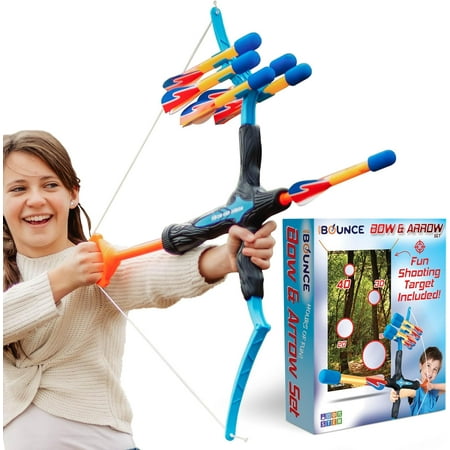 New Bounce Bow and Arrow Set for Kids - Toddler Archery Set - Includes Target Poster - Cool Boys Toys for 8 9 10 11 & 12 Year Old Christmas Birthday Gifts