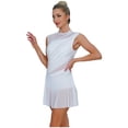 thumbnail image 3 of SiiRoh Women Lyrical Dance Dress Rhinestone Figure Skating Dresses Sleeveless Ballet Dancewear White XXL, 3 of 6