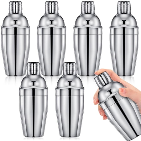 6 Pcs Bar Cocktail Shaker Professional Stainless Steel Martini Drink Mixer with Built-in Strainer for Bartending No Leaks Boston Shaker for Bar Party Drink Mixing Tool(18.6 oz Silver)