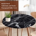 thumbnail image 4 of Black Marble Round Tablecloth, Fitted Table Cover with Elastic for 55"-60" Round Tables, Vintage Minimalism White Abstract Texture Table Cloth Outdoor Indoor Dinning Party Waterproof Tablecloths, 4 of 7