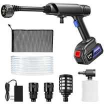 FOUKUS Cordless Pressure Washer 1200PSI Portable Power Cleaner: 6-in-1 Nozzle Jet & Foam Sprayer, 21V Battery Powered Electric High-pressure System with 20FT Hose for Home, Garden & Car Wash
