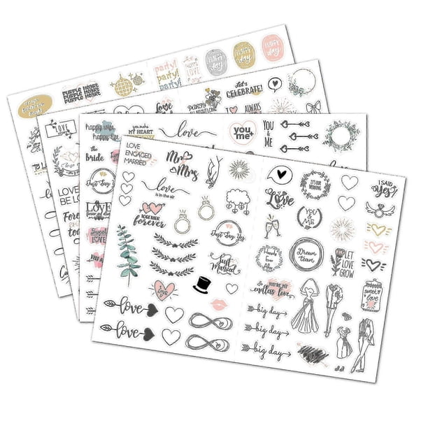4pcs Stickers Wedding Guest Book Version Vintage Stickers For Photo Album Wedding Decoration