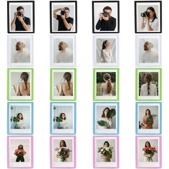 20 Pack Magnetic Photo Frames for Fujifilm Instax Mini, Colorful 2x3 Refrigerator Magnet Picture Holders for Fridge Locker & Whiteboard