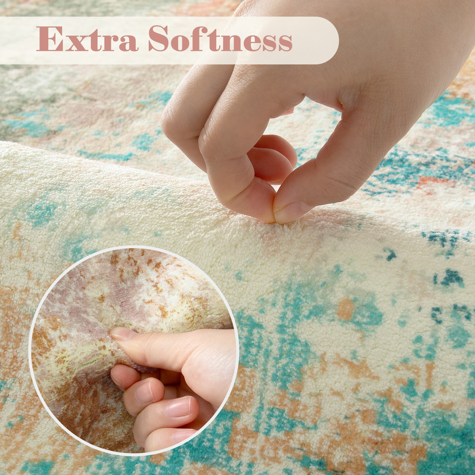 RUG ROBOT 3'x5' Area Rugs for Entryway, Non-Slip Washable Throw Rug, Indoor Soft Modern Abstract Distressed Small Balcony Terrace Rug Door Mat for Bedroom, Kitchen Room, Colorful