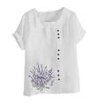 thumbnail image 4 of Lydiaunistar Summer Tops for Women Round-Neck Printed Blouse, Soft Polyester, Casual Daily Wear, Short Sleeve Button T-Shirt, 4 of 4