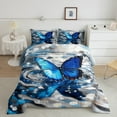 thumbnail image 2 of Castle Fairy Kids Teens Adults Flying Blue Butterfly Bedding Comforter Set 2pcs,Sparkling Waves Twin Comforter Sets Microfiber,Dreamy Princess Breathable Bedding Set,Lightweight Room Decor, 2 of 8