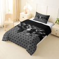 thumbnail image 2 of Manfei Black Geometric Dot Twin Comforter Sets,Ribbon Bowknot Bedding Set,Black Reversible,2-Piece,1 Comforter and 1 Pillowcase, 2 of 7