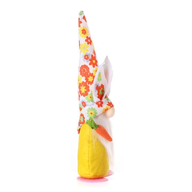 Bewildely Conejito de Pascua zanahoria Gnomo muñeca sin rostro decoración flor estampado conejo niños arreglo suministros fiesta enano Decoración Kits de decoración para fiestas flor blanca Bewildely HA070626-02