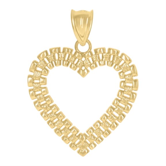 Auriga Fine Jewelry 10K Yellow Gold Heart Charm Pendant (L - 25.3mm) for Women