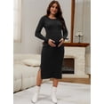 thumbnail image 6 of DARING DIVA Women's Maternity Sweater Ribbed Dress 2-Piece S Black, 6 of 8
