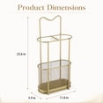 thumbnail image 6 of Metal Umbrella Stand, Umbrella Holder with Drip Tray and Hooks, Gold Walking Stick Stand for Entryway Hallway Hotel Lobby Office, 11.8 x 5.9 x 23.6 Inch, 6 of 7