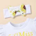 thumbnail image 4 of IBTOM CASTLE Newborn Baby Girls Casual Clothes Ruffles Sleeve Romper + Fruit Floral Bottoms Shorts + Headband 3PCS Summer Birthday Outfits 6-9 Months Sunflower, 4 of 8
