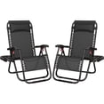 thumbnail image 1 of Yaheetech Fauteuil Inclinable d'Extérieur à Gravité Zéro de 26 Po avec Porte-Gobelet et Coussin, Ensemble de 2, Noir, 1 of 7