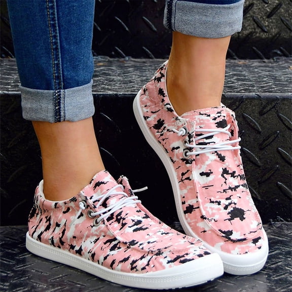 Willtoo Camouflage Print Shoes Canvas Sneakers for Women Slip-Ons Flats Ladies Loafers