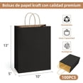 thumbnail image 2 of Bolsas de Regalo Kraft 100 Piezas, 27x21x11 cm, Asas Resistentes 3 kg, Para Mayoreo, Boutiques, Bodas, Cumpleaños, Posadas (Negro-b), 2 of 4
