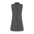 thumbnail image 4 of Womens Wool Vest Coat Winter Sleeveless Long Trench Coat Button Down Fall Winter Blazer Jackets Waistcoat Gray, L, 4 of 7