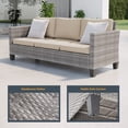 thumbnail image 3 of ACEGOSES 3-Piece Patio Sofa Set Rattan Outdoor Furniture Set Three-Seat Sofa Ottomans Suiting Backyard, Poolside and Patio,Sand, 3 of 6