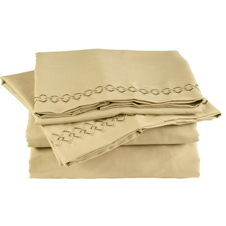Cream Bed Set - Beige Cream Microfiber Bed Sheet Set - King Size