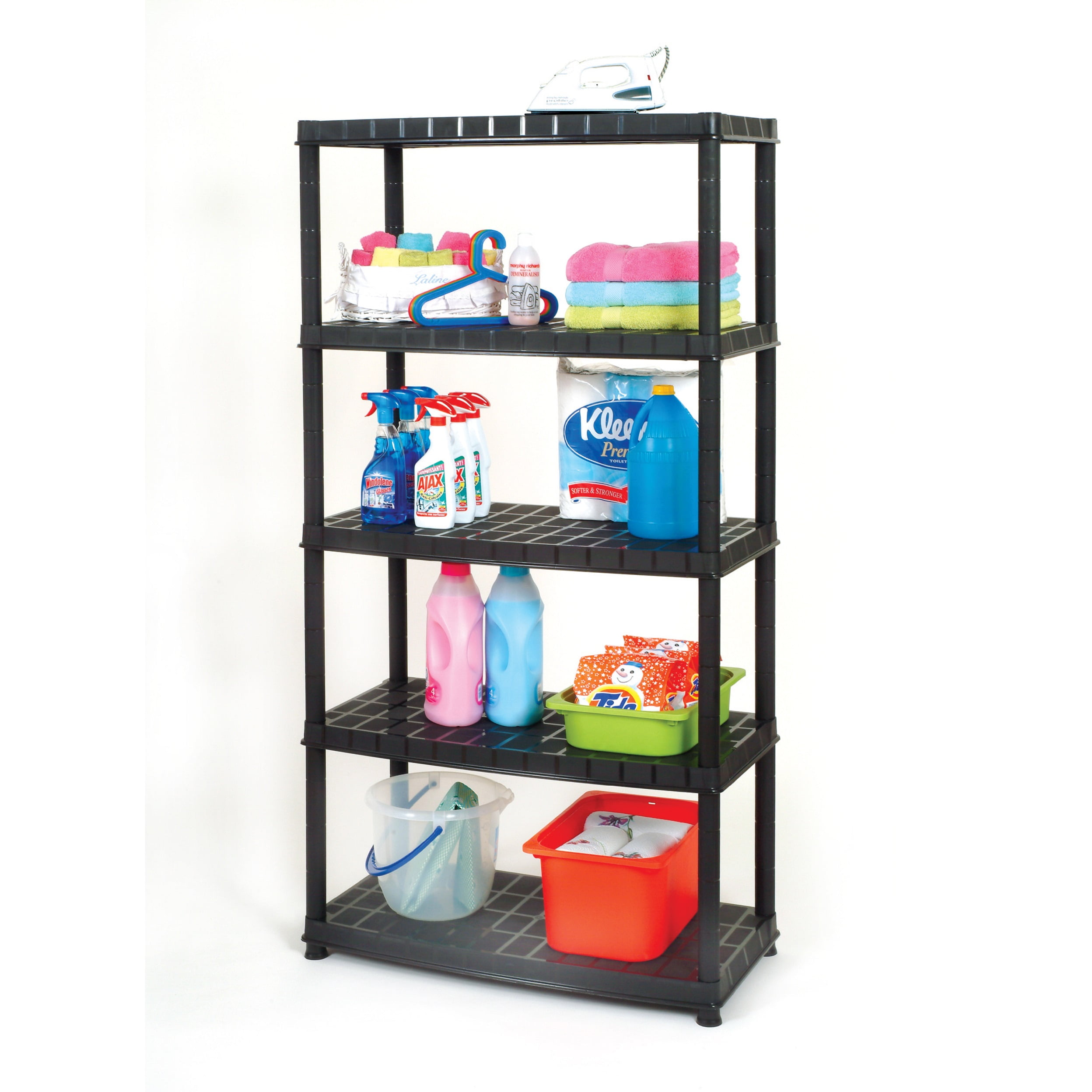 Ram Quality Products Optimo 16 inch 5 Tier Plastic Storage Shelves