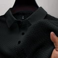 thumbnail image 5 of Men's Summer Ice Silk Mesh Polo Shirt, Quick Dry Breathable Short Sleeve Golf T-Shirt, Casual Slim Fit Lightweight Athletic Top for Daily Work Outdoor Sports,Dark Gray XXXXL, 5 of 6