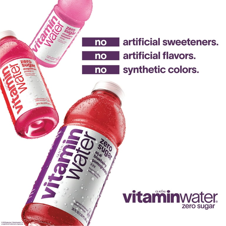 vitaminwater electrolyte enhanced acai-blueberry-pomegranate water, 16.9 fl oz, 6 count bottles