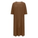 thumbnail image 2 of Karight Women Zipper Robe 3/4 Sleeves Housecoat Dress Full Length Nightgown with Pockets Lounge House Coats Long Bathrobe, 2 of 6