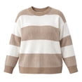 thumbnail image 5 of yillto Plus Size Women Sweater Color Block Striped Fashion Crew Neck Pullover Knit Loose Sweaters, 5 of 6