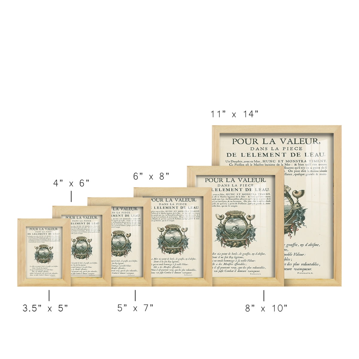 Printed Embellished Bookplate VII - Framed Print w/glass - Natural Wood