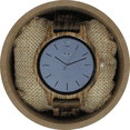 thumbnail image 1 of Angie Wood Creations Zebrawood Men’s Watch With Blue Dial, 1 of 7