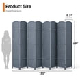 thumbnail image 6 of Jostyle 8 Panel All-Weather Room Divider Privacy Screen, Durable Folding Partition with Sturdy Pine Frame & Premium UV-Resistant Polypropylene Slate Gray, Waterproof Windproof Indoor Outdoor Use, 6 of 10