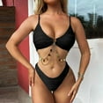 thumbnail image 3 of B91xZ Women's Two Piece Bikini Swimsuit Halter High Waisted Bikini Set Swimsuit Backless Bathing Suits,Black L, 3 of 4