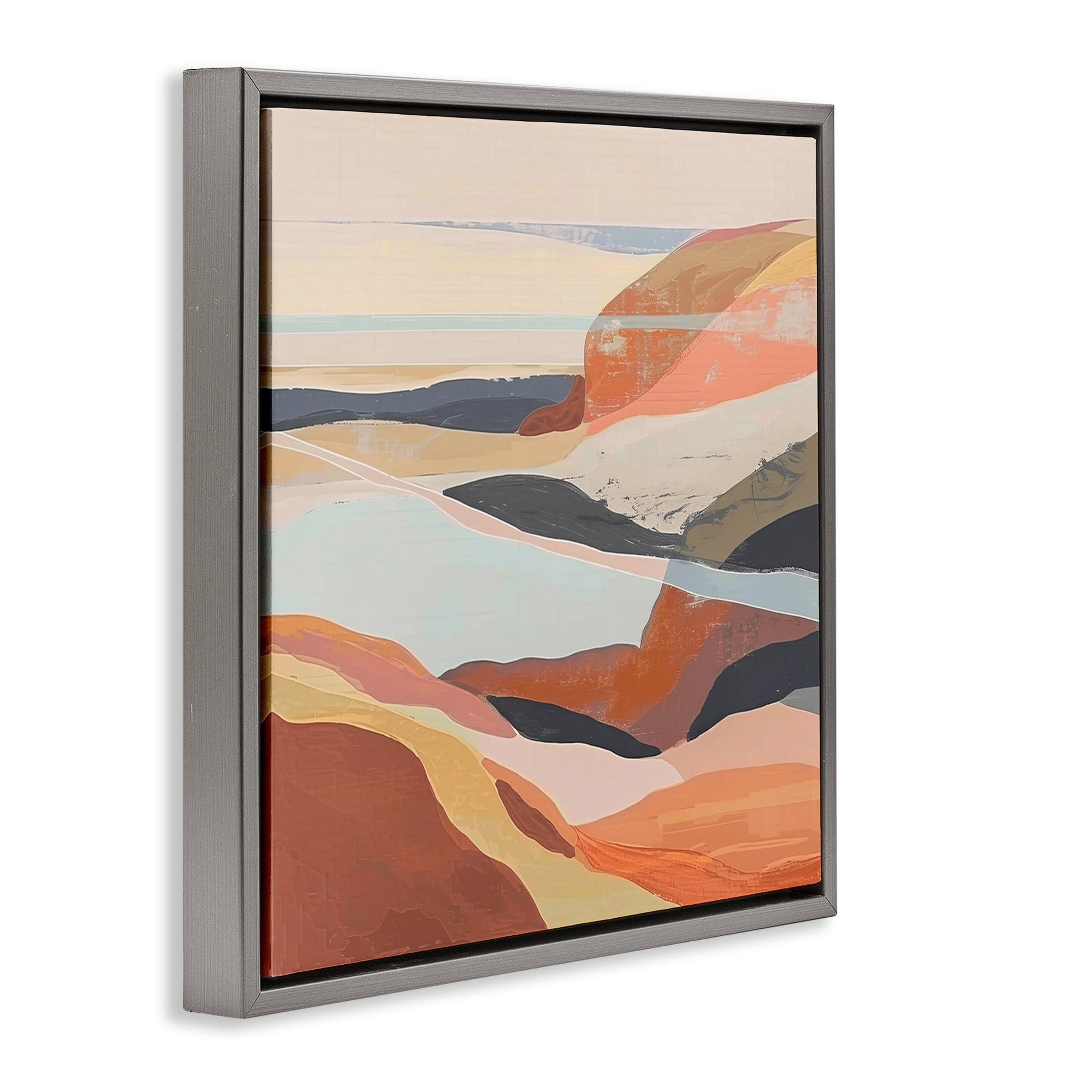 Stupell Industries Windy Desert Hills Landscape & Nature Painting Gray Floater Framed Canvas Art Print Wall Art, 18 x 18