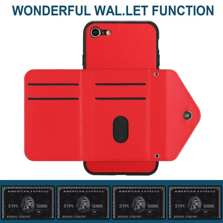 apple card protective sleeve TECH CIRCLE Wallet Case For iPhone 7 8/iPhone SE with Card Holder,Flip  Premium PU Leather Magnetic Clasp Kickstand Heavy Duty Protective Cover  with Lanyard Strap for Apple iPhone 7 8 SE 4.7