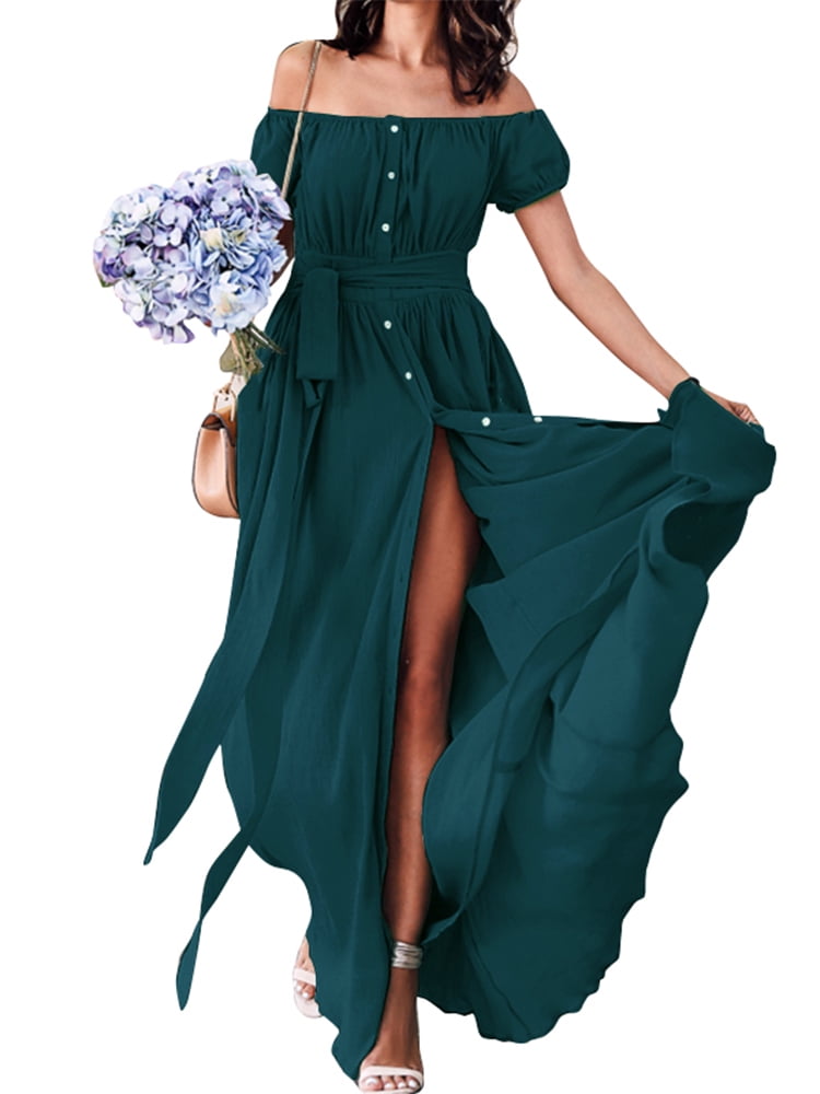 womens off shoulder maxi dress