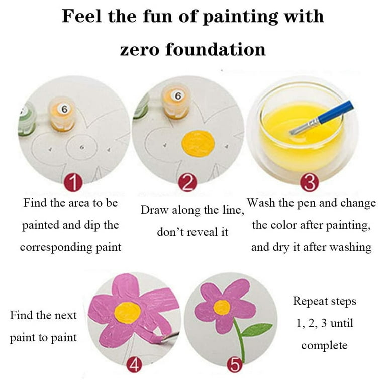 JDEFEG Paintings for Kids (Without Diy and 16 Pigment Painting Oil 20 with  Brushes X Frame) Home Decor Easy Adult Crafts for Women . Multi-Color