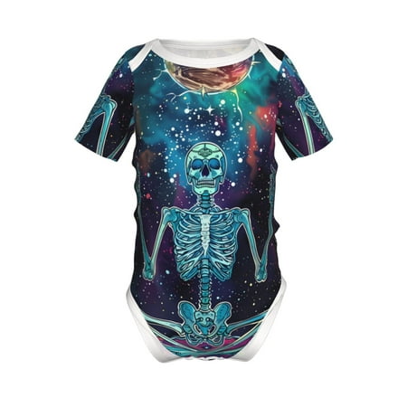 

Coaee Space Skeleton Meditation for Soft Baby Short-Sleeve Bodysuit Baby Climbing Clothes Baby Girls Boys Bodysuit Romper-12 Months
